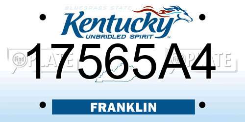 17565A4 Kentucky License Plate
