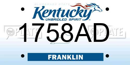1758AD Kentucky License Plate