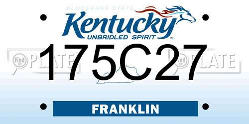 175C27 Kentucky License Plate
