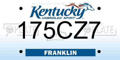 175CZ7 Kentucky License Plate