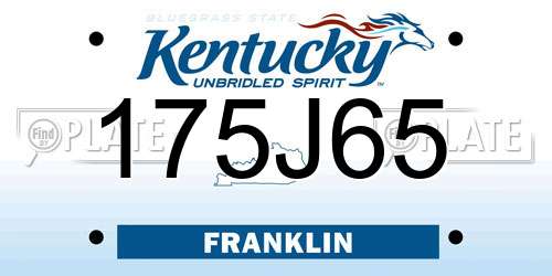 175J65 Kentucky License Plate