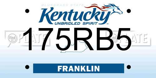 175RB5 Kentucky License Plate