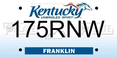 175RNW Kentucky License Plate