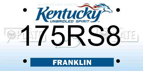 175RS8 Kentucky License Plate
