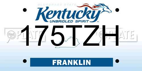 175TZH Kentucky License Plate