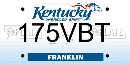 175VBT Kentucky License Plate