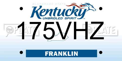 175VHZ Kentucky License Plate
