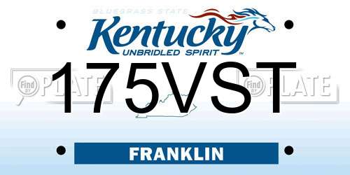 175VST Kentucky License Plate