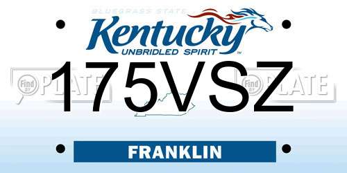 175VSZ Kentucky License Plate