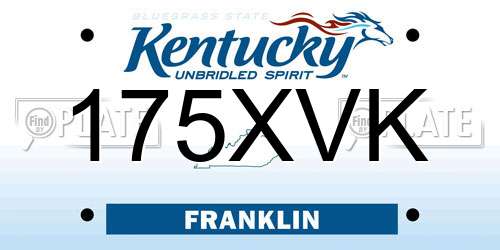 175XVK Kentucky License Plate