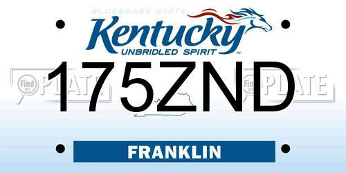 175ZND Kentucky License Plate