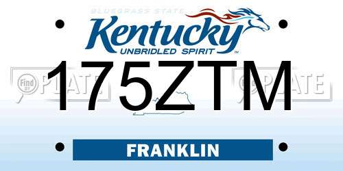 175ZTM Kentucky License Plate
