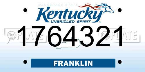 1764321 Kentucky License Plate