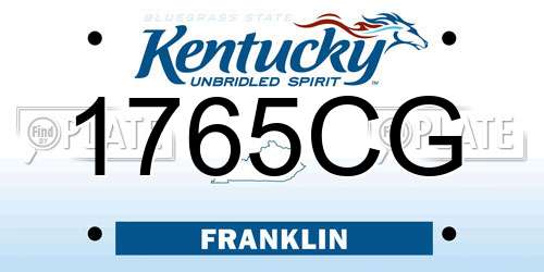 1765CG Kentucky License Plate