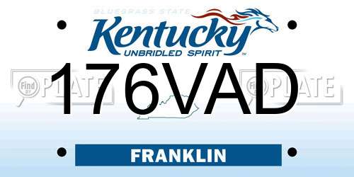 176VAD Kentucky License Plate