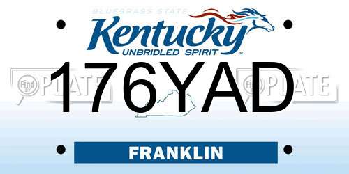 176YAD Kentucky License Plate