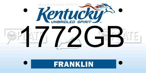 1772GB Kentucky License Plate