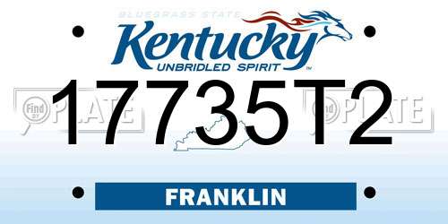 17735T2 Kentucky License Plate