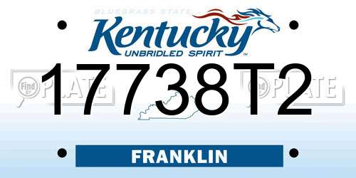 17738T2 Kentucky License Plate