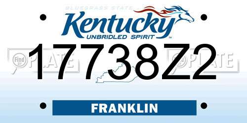 17738Z2 Kentucky License Plate