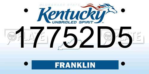 17752D5 Kentucky License Plate