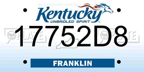17752D8 Kentucky License Plate