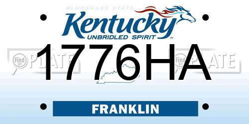 1776HA Kentucky License Plate