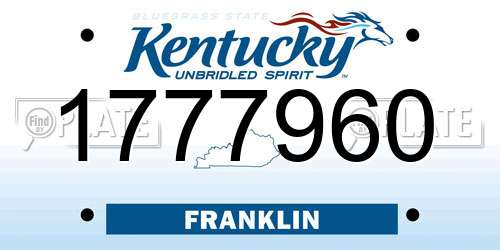 1777960 Kentucky License Plate