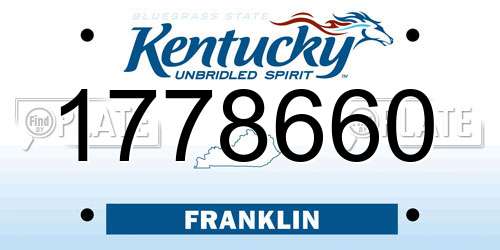 1778660 Kentucky License Plate