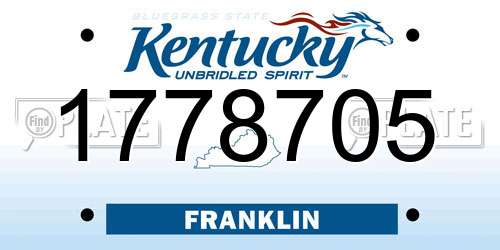 1778705 Kentucky License Plate