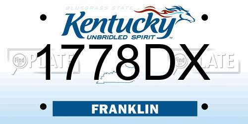 1778DX Kentucky License Plate