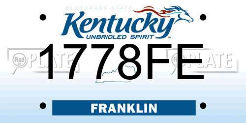 1778FE Kentucky License Plate
