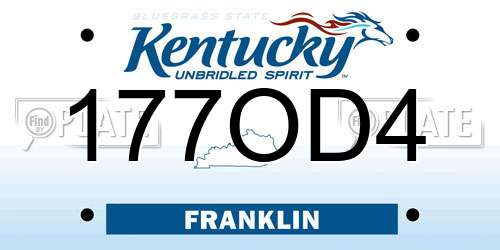 177OD4 Kentucky License Plate