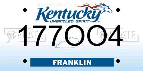 177OO4 Kentucky License Plate