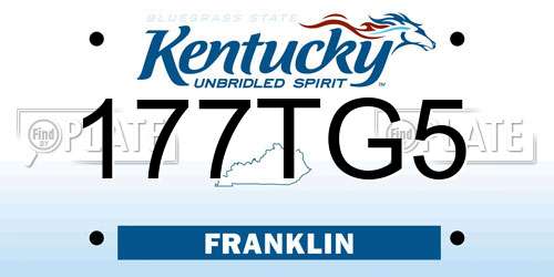 177TG5 Kentucky License Plate
