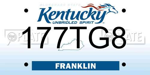177TG8 Kentucky License Plate