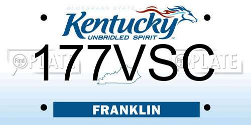 177VSC Kentucky License Plate