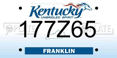 177Z65 Kentucky License Plate