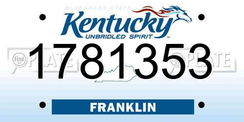 1781353 Kentucky License Plate