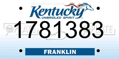 1781383 Kentucky License Plate