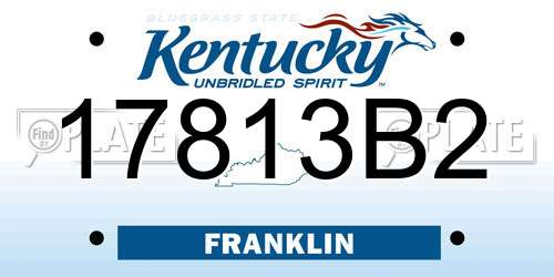 17813B2 Kentucky License Plate