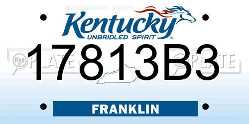 17813B3 Kentucky License Plate