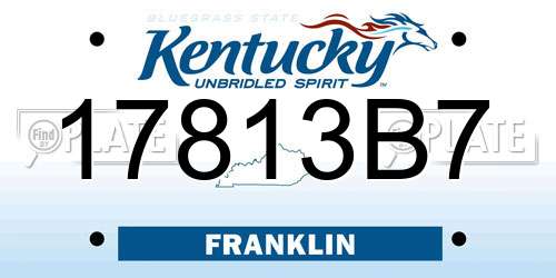 17813B7 Kentucky License Plate