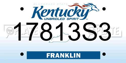 17813S3 Kentucky License Plate