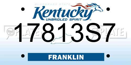 17813S7 Kentucky License Plate