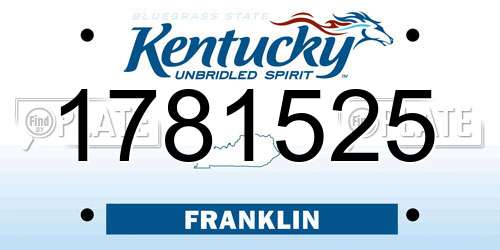 1781525 Kentucky License Plate