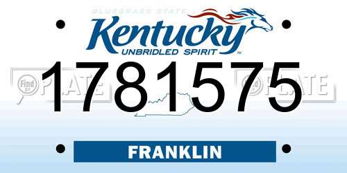 1781575 Kentucky License Plate
