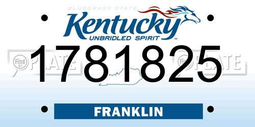 1781825 Kentucky License Plate