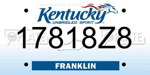 17818Z8 Kentucky License Plate