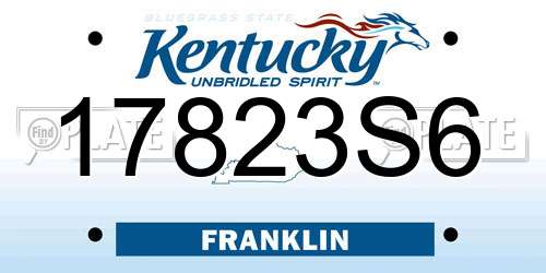 17823S6 Kentucky License Plate